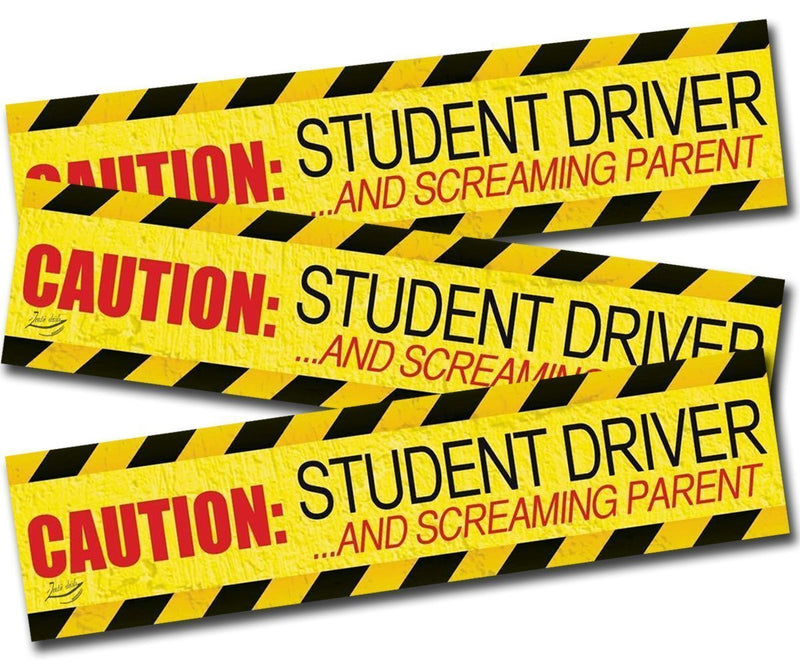  [AUSTRALIA] - Zento Deals "Caution Student Driver and Screaming Parent Car Magnet Funny New Driver Magnet 12" X 3" (3 Pack)