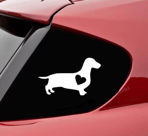  [AUSTRALIA] - CMI Dachshund Dog with Heart Vinyl Decal Bumper Sticker (White, 6")