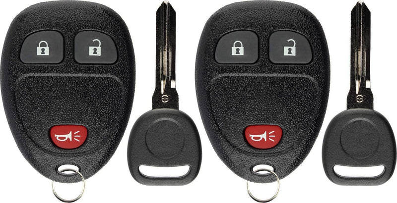  [AUSTRALIA] - KeylessOption Keyless Entry Remote Control Car Key Fob Replacement for 15913420 with Key (Pack of 2) black