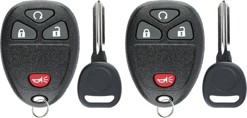  [AUSTRALIA] - KeylessOption Keyless Entry Remote Control Car Key Fob Replacement for 15913421 with Key (Pack of 2) black