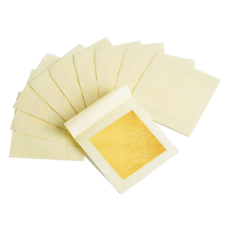  [AUSTRALIA] - KINNO Edible Gold Leaf, Pure Leaf, 24K Gold Leaf Sheets 1.7" 10PCS, Edible Leaves for Cake Decorating, Gold Foil Edible for Skincare, Makeup, Arts, Food 10 Pcs