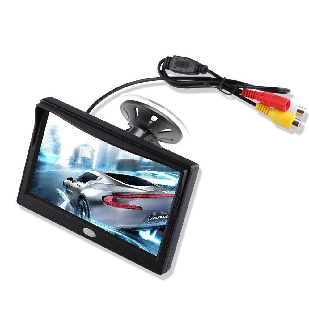  [AUSTRALIA] - 5’’ Inch TFT LCD Car Color Rear View Monitor Screen for Parking Rear View Backup Camera with 2 Optional Bracket(Suckers Mount and Normal Adhesive Stand)