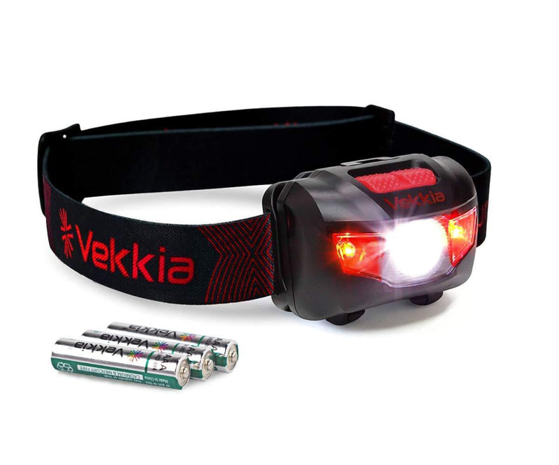 VEKKIA Ultra Bright LED Headlamp - 5 Lighting Modes, White & Red LEDs, Adjustable Strap, IPX6 Water Resistant. Great For Running, Camping, Hiking & More. Batteries Included - LeoForward Australia
