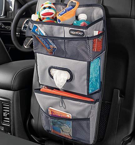  [AUSTRALIA] - High Road TissuePockets Backseat Organizer with Tissue Compartment and Cup Holder Bin (Gray) Gray