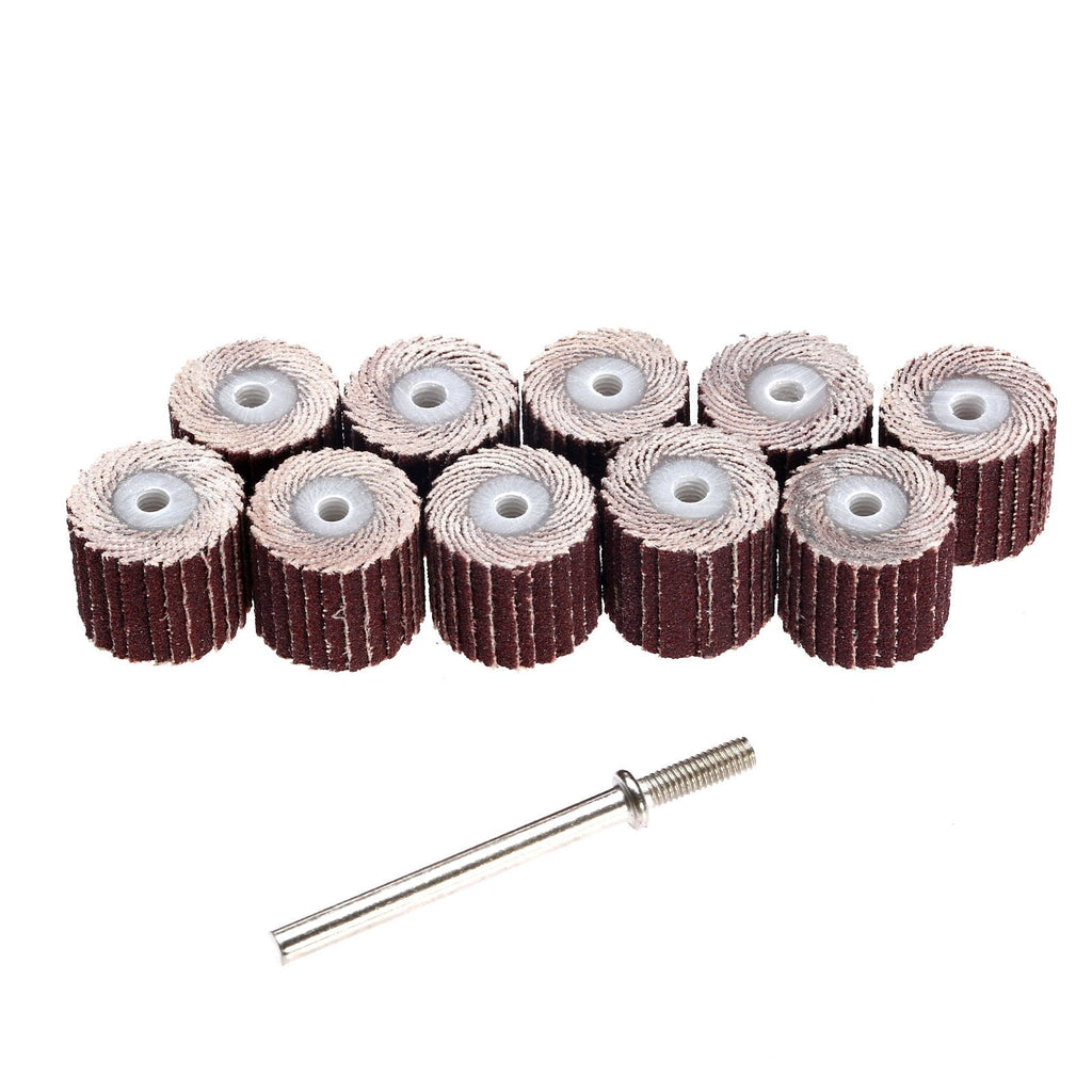  [AUSTRALIA] - Dophee 10Pcs 240 Grit 12mm Flap Wheel Grinding Heads & 3mm Arbor Replacement for Dremel Rotary Tool