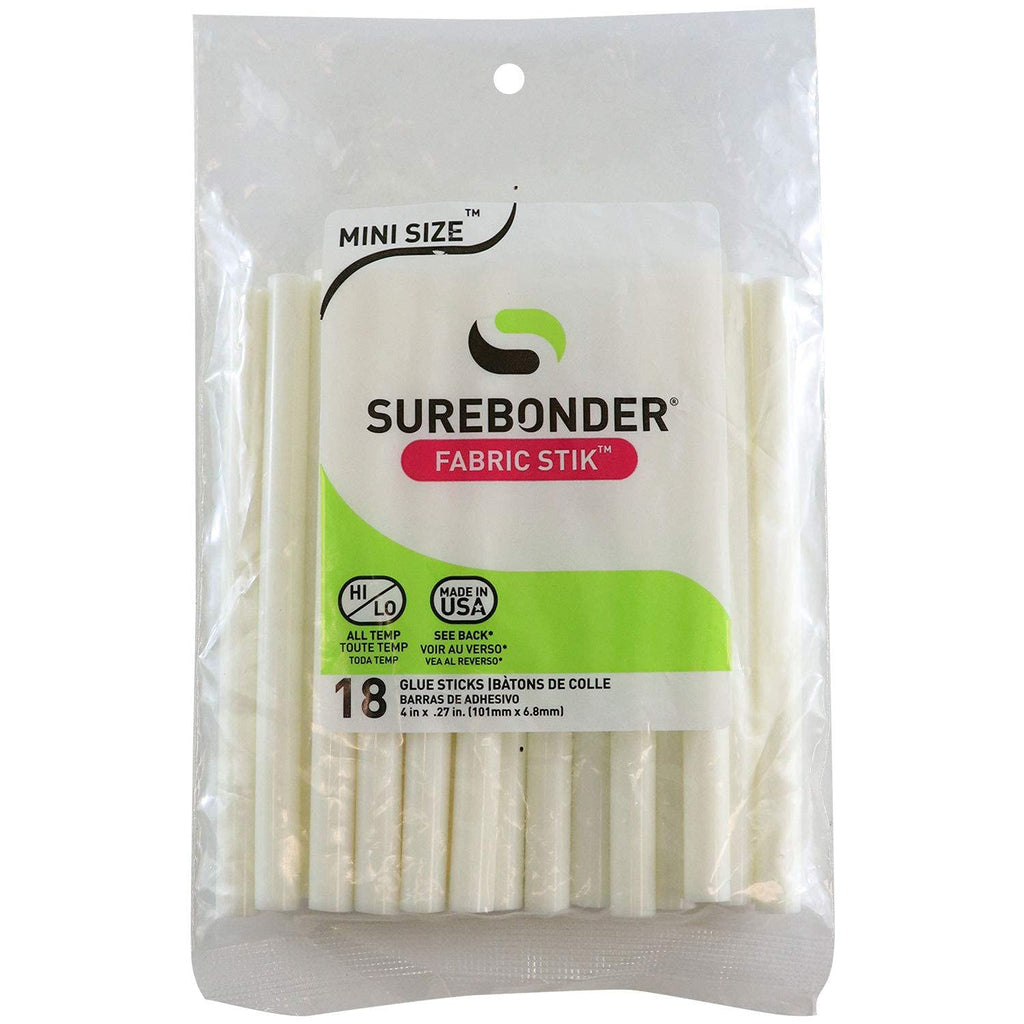  [AUSTRALIA] - Surebonder Fabric Hot Glue Stick, Mini Size 4" L, 5/16" D - 18 Pack, Machine Washable, Use with High Temperature Glue Guns - Made in USA (FS-18), Creamy White