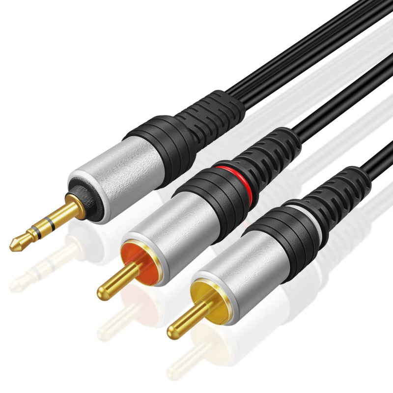  [AUSTRALIA] - TNP 3.5mm to RCA Audio Cable - 6 Feet Gold Plated HiFi Sound Aux to RCA Cable Male to Male Stereo Audio Adapter Cable - 1/8 to RCA Stereo Cable for Smartphones, TV, Car Audio, Stereo Sound System Black