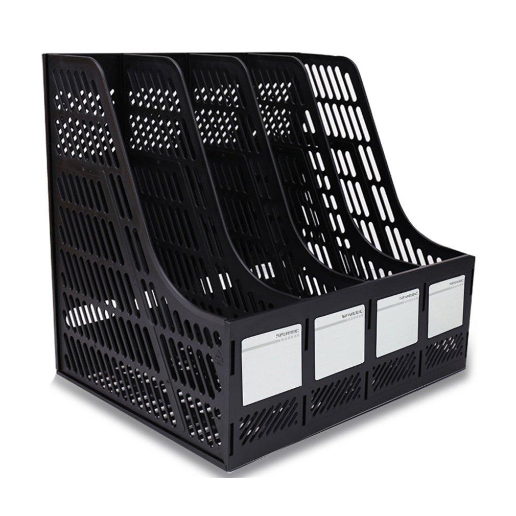 Sayeec Sturdy Desktop 4 Section Magazine Plastic Holders Desk Organizer Vertical File Dividers Book Holder Frames Document Cabinet Rack Storage Organiser Box Black - LeoForward Australia