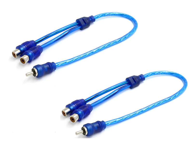 iExcell 2 Pcs 1 Male to 2 Female RCA Speaker Splitter Shielding Cable Adapter, Blue - LeoForward Australia