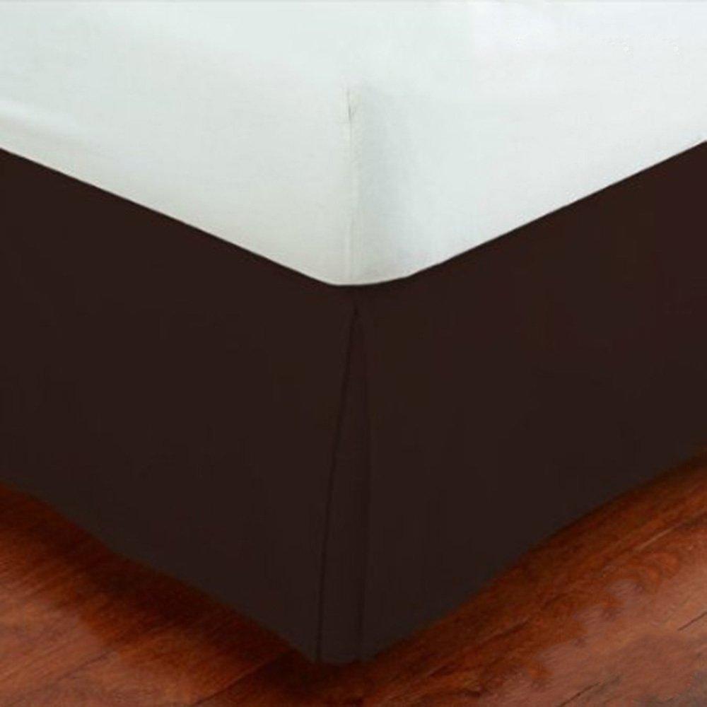  [AUSTRALIA] - MK Collection King Size Solid Brown Pleated Bed Skirt New Brown/Choclate