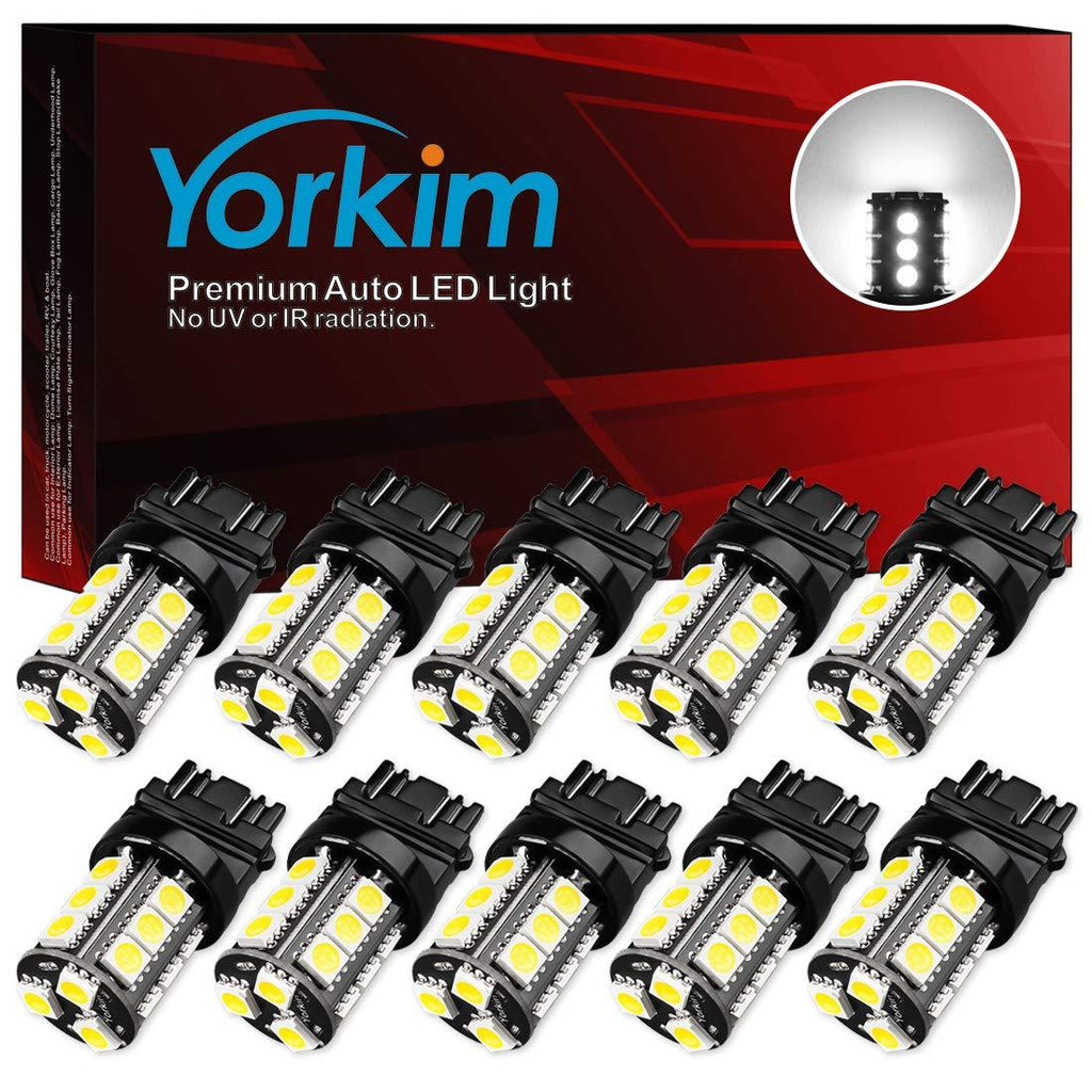 Yorkim 3157 LED Light Bulbs White Super Bright, 3056 3156 3156A 3057 4057 3157 4157 T25 LED Bulbs for Brake Lights, Backup Reverse Lights， Reverse Tail Lights - Pack of 10 - LeoForward Australia