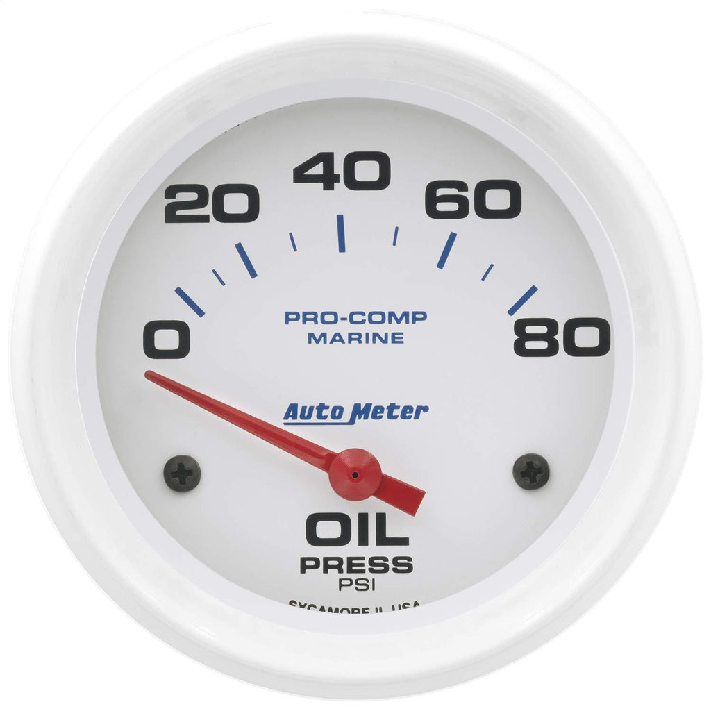 [AUSTRALIA] - AutoMeter Auto Meter 200747 Gauge, Oil Pressure, 2 5/8", 80Psi, Electric, Marine White