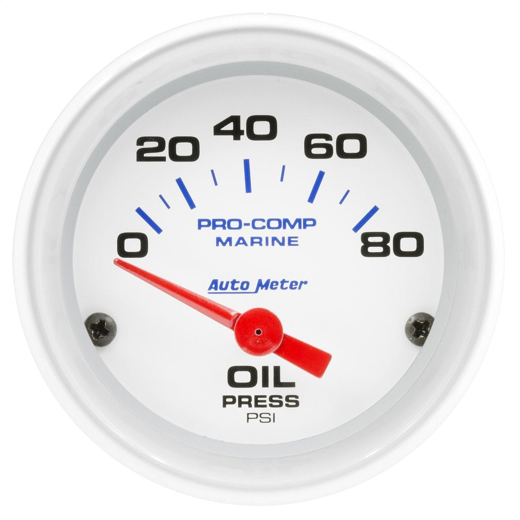  [AUSTRALIA] - AutoMeter Auto Meter 200744 Gauge, Oil Pressure, 2 1/16", 80Psi, Electric, Marine White