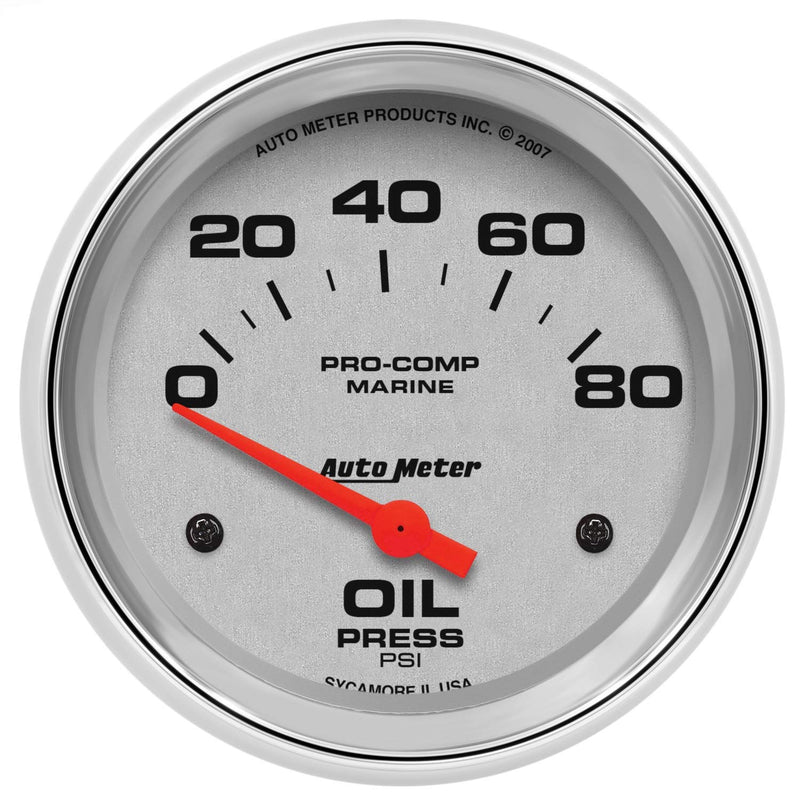  [AUSTRALIA] - AutoMeter Auto Meter 200747-35 Ultra-Lite Gauge, Oil Pressure, 2 5/8", 80Psi, Electric, Marine Chrome