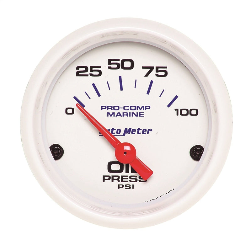  [AUSTRALIA] - AutoMeter Marine White Auto Meter 200758 Gauge, Oil Pressure, 2 1/16", 100Psi, Electric