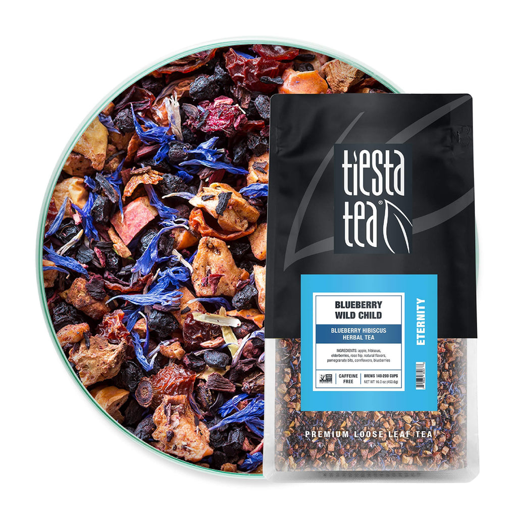 Tiesta Tea - Blueberry Wild Child, Loose Leaf Blueberry Hibiscus Herbal Tea, Non-Caffeinated, Hot & Iced Tea, 1 lb Bulk Bag - 200 Cups, Natural Flavors, Herbal Tea Loose Leaf Blend 1 Pound (Pack of 1) - LeoForward Australia