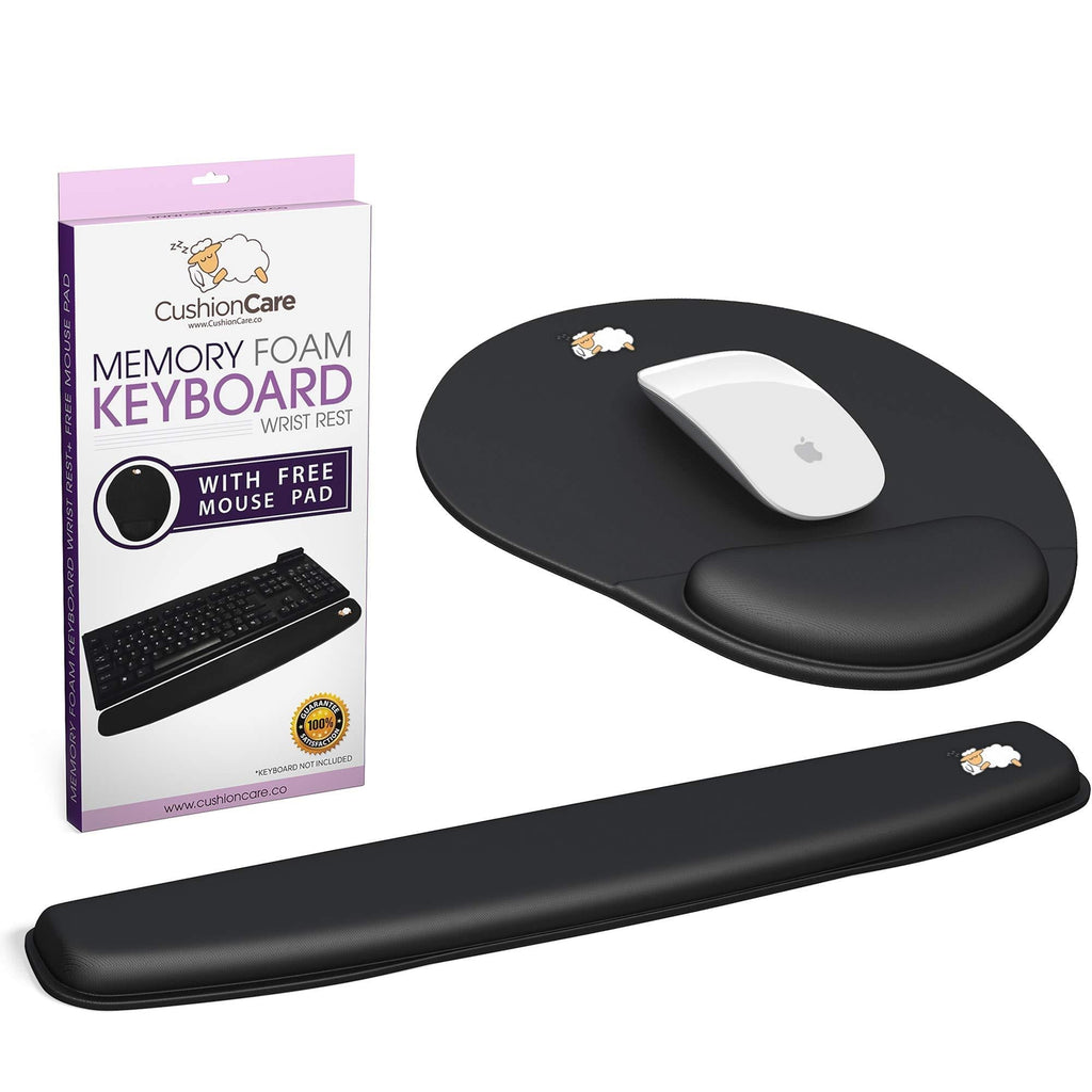 2pc Keyboard Wrist Rest Pad and Full Ergonomic Mouse Pad with Wrist Support Included for Set - Memory Foam Cushion - New Improved Shape - Prevent Carpal Tunnel RSI When Typing on Computer, Mac, Laptop Premium - LeoForward Australia