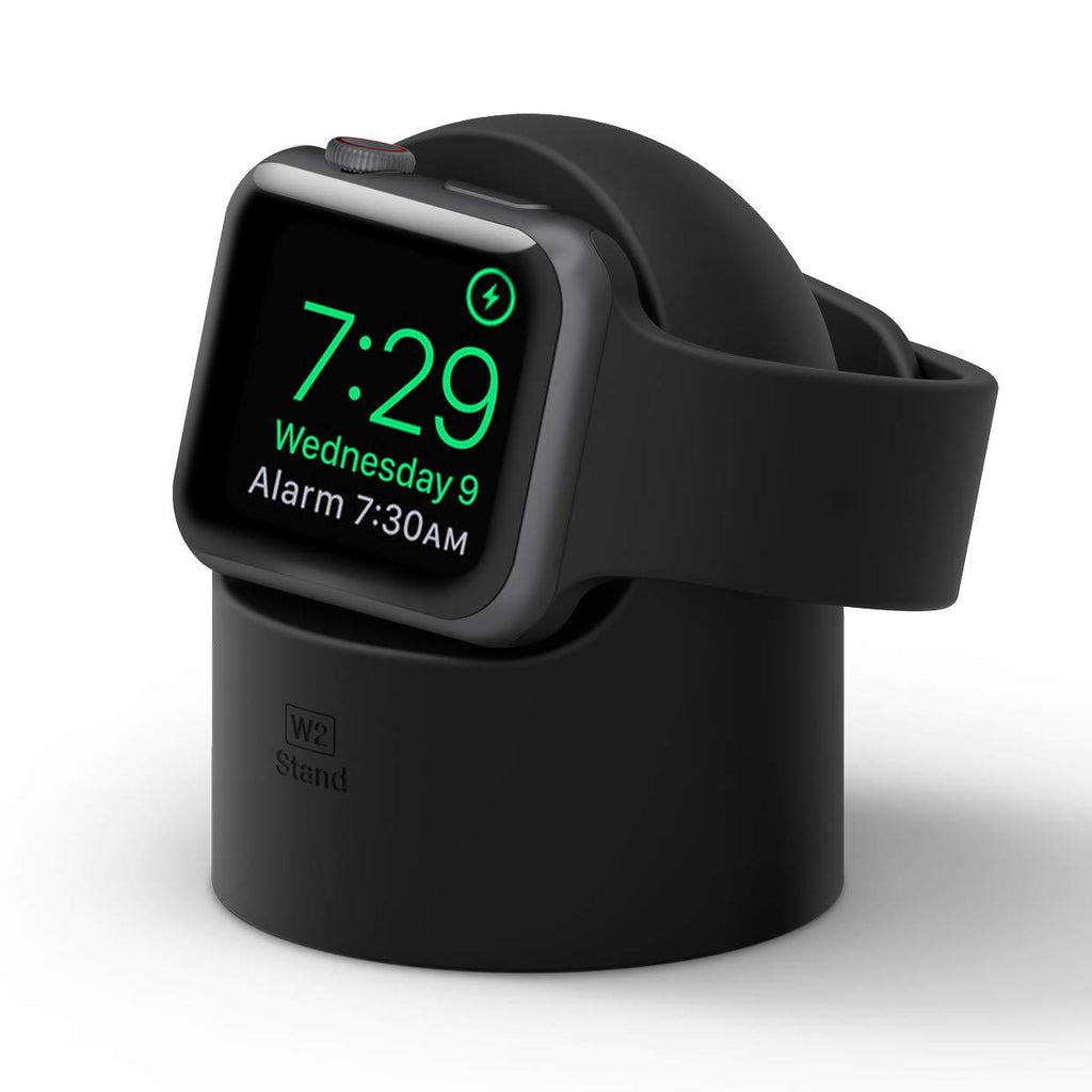  [AUSTRALIA] - elago W2 Charger Stand Compatible with Apple Watch Series 7/6/SE/5/4/3/2/1 (45mm, 44mm, 42mm, 41mm, 40mm, 38mm), Nightstand Mode (Black) Black