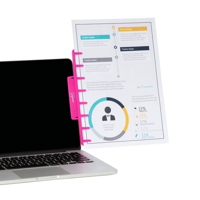 Note Tower Monitor Mount Pink - Document Holder & Sticky Notes Organizer - Holds Copy Paper, Photos, Notes & Business Cards Next to Computer Screen - LeoForward Australia
