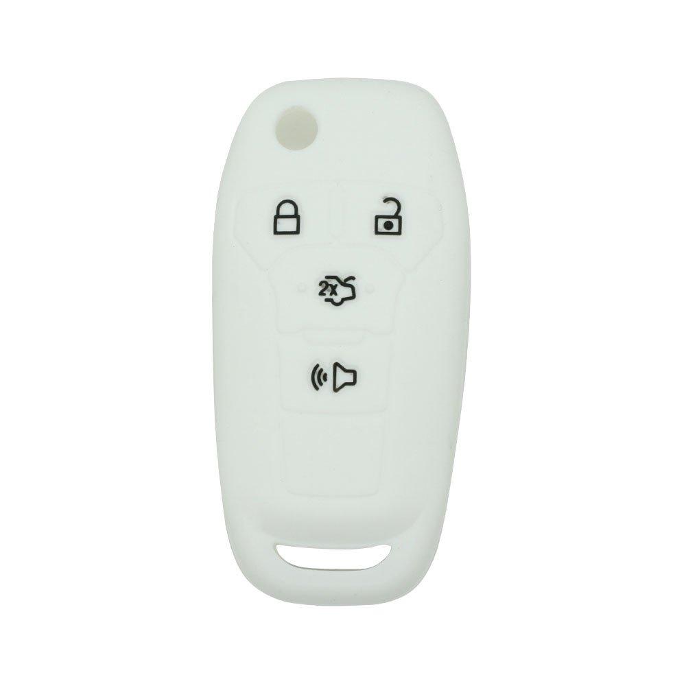  [AUSTRALIA] - SEGADEN Silicone Cover Protector Case Skin Jacket fit for FORD Fusion 4 Button Flip Remote Key Fob CV2711 White