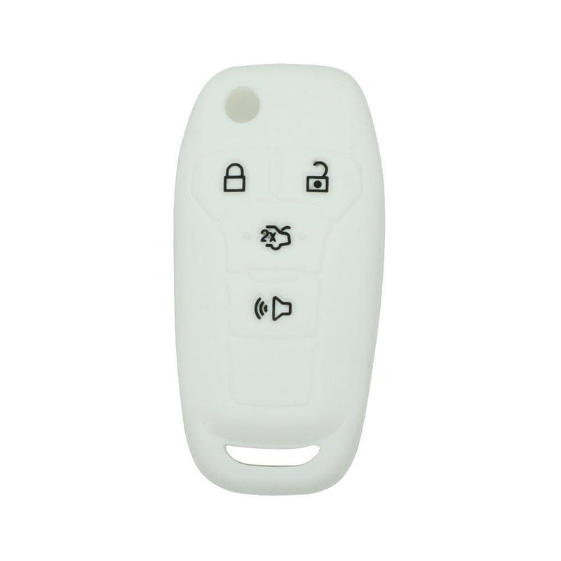  [AUSTRALIA] - SEGADEN Silicone Cover Protector Case Skin Jacket fit for FORD Fusion 4 Button Flip Remote Key Fob CV2711 White