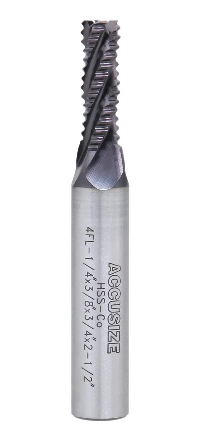  [AUSTRALIA] - Accusize Industrial Tools Standard Tooth M42 8% Cobalt TiAlN Roughing End Mill, 1/4" Diameter, 3/8" Shank Diameter, 3/4" Flute Length, 1102-0014 1/4" Dia, 3/8" Shk Dia, 3/4" Flt Length