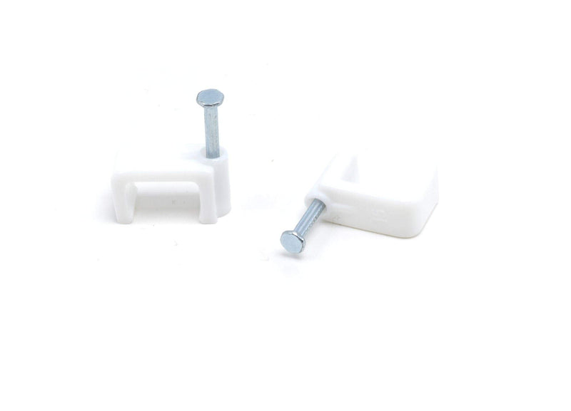  [AUSTRALIA] - THE CIMPLE CO - Dual, Twin, or Siamese Coaxial Cable Clips, Cat6, Electrical Wire Cable Clip, 1/2 in Nail Clip and Fastener, White (100 Pieces per Bag) 100 Pack White, Double