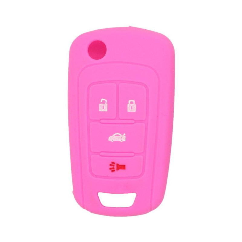  [AUSTRALIA] - SEGADEN Silicone Cover Protector Case Skin Jacket fit for BUICK CHEVROLET 4 Button Flip Remote Key Fob CV9601 Pink