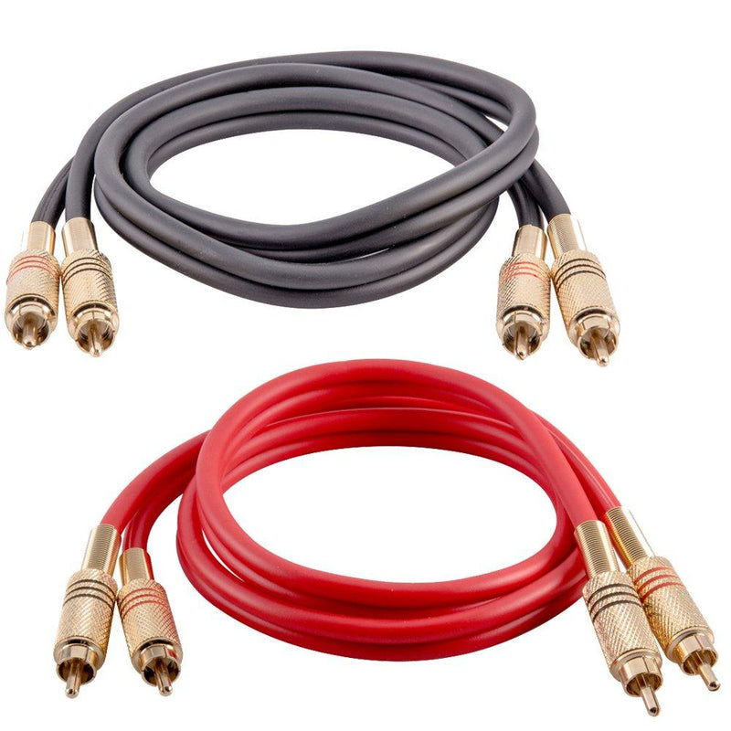 Seismic Audio - SAPRCA3-2 Pack of Premium 3 Foot Dual RCA Male to Dual RCA Male Audio Patch Cables - Black and Red - 2-RCA to 2-RCA Audio Cord - LeoForward Australia