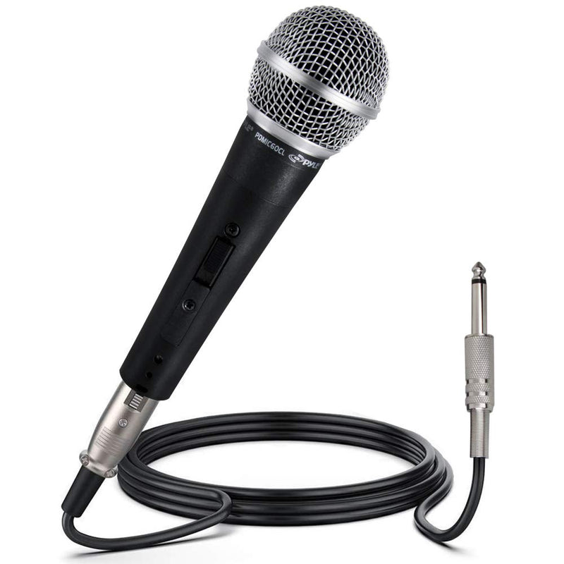  [AUSTRALIA] - Pyle Professional Dynamic Vocal Microphone - Moving Coil Dynamic Cardioid Unidirectional Handheld Microphone with ON/OFF Switch Includes 15ft XLR Audio Cable to 1/4'' Audio Connection - PDMIC59