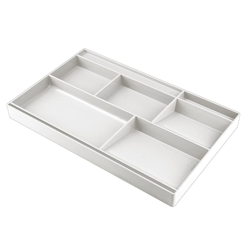 Acrimet Drawer Organizer Bin Multi-Purpose Storage for Desk Supplies and Accessories (Plastic) (White Color) - LeoForward Australia