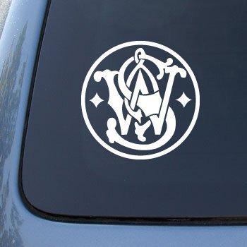  [AUSTRALIA] - CMI322 Smith and Wesson Guns Logo - Car, Truck, Notebook, Vinyl Decal Sticker | Vinyl Color: White
