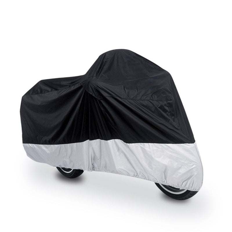  [AUSTRALIA] - uxcell L 190T Rain Dust Motorcycle Cover Black+Silver Outdoor UV Waterproof 86" for Honda Victory Kawasaki Yamaha Suzuki Harley Davidson