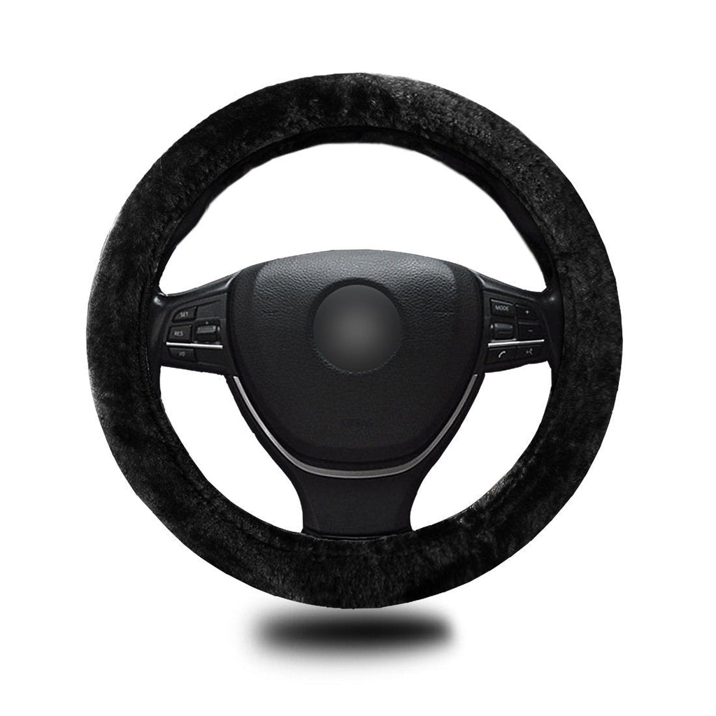  [AUSTRALIA] - Zento Deals Stretch-On Vehicle Steering Wheel Cover Classic Black Car Wheel Protector