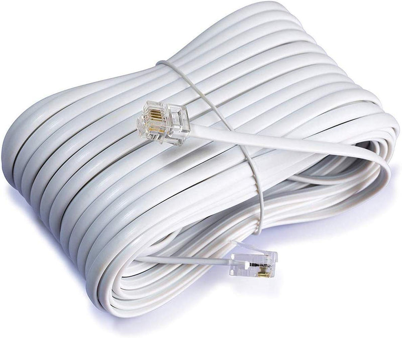  [AUSTRALIA] - iMBAPrice 50 Feet Long Telephone Extension Cord Phone Cable Line Wire - White 1 50 Ft.Extension Cord (White)