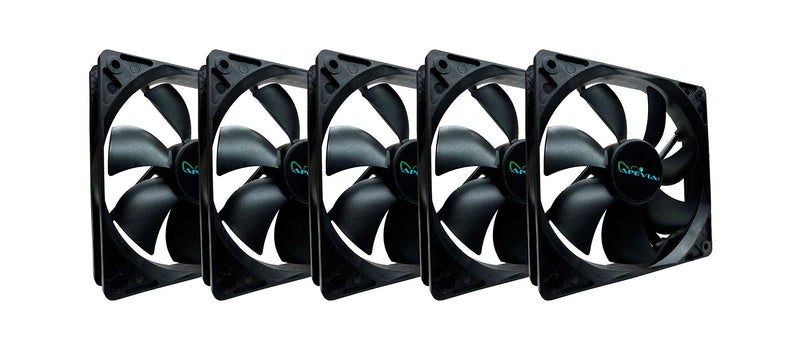  [AUSTRALIA] - Apevia CF512S-BK 120mm 4pin & 3pin Black Silent Case Fan (5-pk) 5-pk