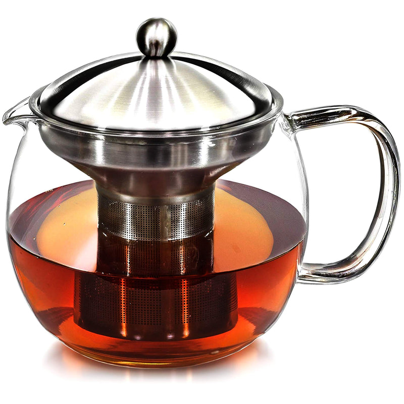 Teapot with Infuser for Loose Tea - 40oz, 3-4 Cup Tea Infuser, Clear Glass Tea Kettle Pot with Strainer & Warmer - Loose Leaf, Iced Tea Maker & Brewer Standard - LeoForward Australia
