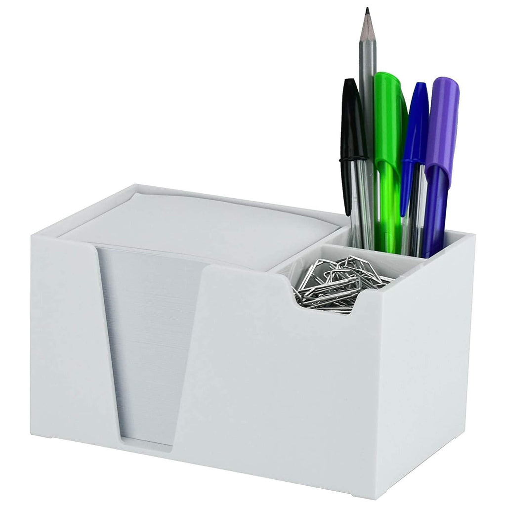 Acrimet Desktop Organizer Pencil Paper Clip Caddy Holder (Plastic) (with Paper) (White Color) - LeoForward Australia