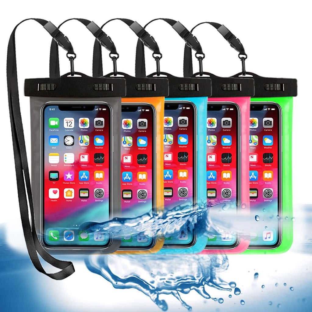  [AUSTRALIA] - 5 Pack Universal Waterproof Phone Pouch, Large Phone Dry Bag Waterproof Case for Apple iPhone Pro Xs XR XS 13 12 11 10 9 8 7 6 Plus,SE, Samsung S10 S10+ S9+ S9 S8+,Note,up to 6.5"