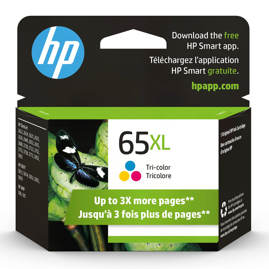  [AUSTRALIA] - Original HP 65XL Tri-color High-yield Ink Cartridge | Works with HP AMP 100 Series, HP DeskJet 2600, 3700 Series, HP ENVY 5000 Series | Eligible for Instant Ink | N9K03AN 1