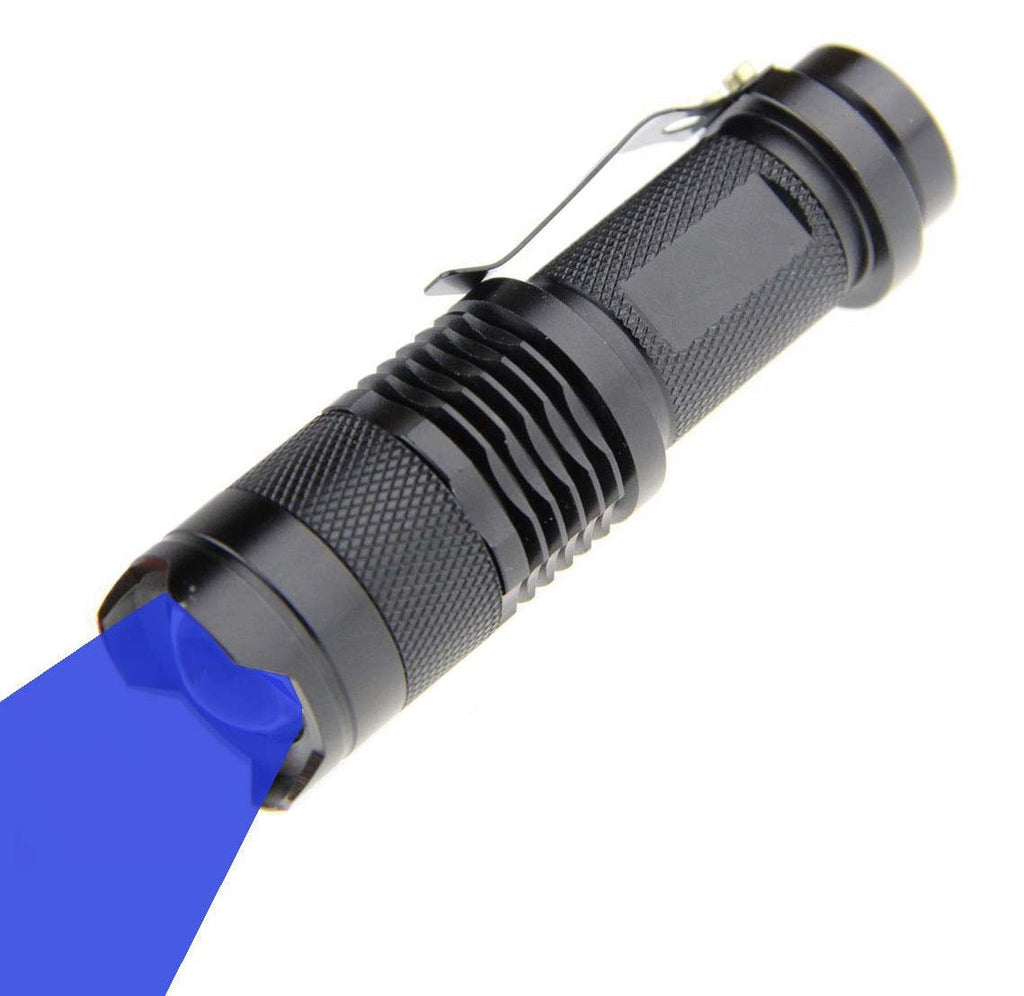  [AUSTRALIA] - WAYLLSHINE Scalable Blue LED 3 Mode Long Range Blue Beam Blue Light Flashlight, Blue LED Flashlight Blue Flashlight Torch with Blue Light Blue LED For Night Fishing and Outdoor Activities-Black House