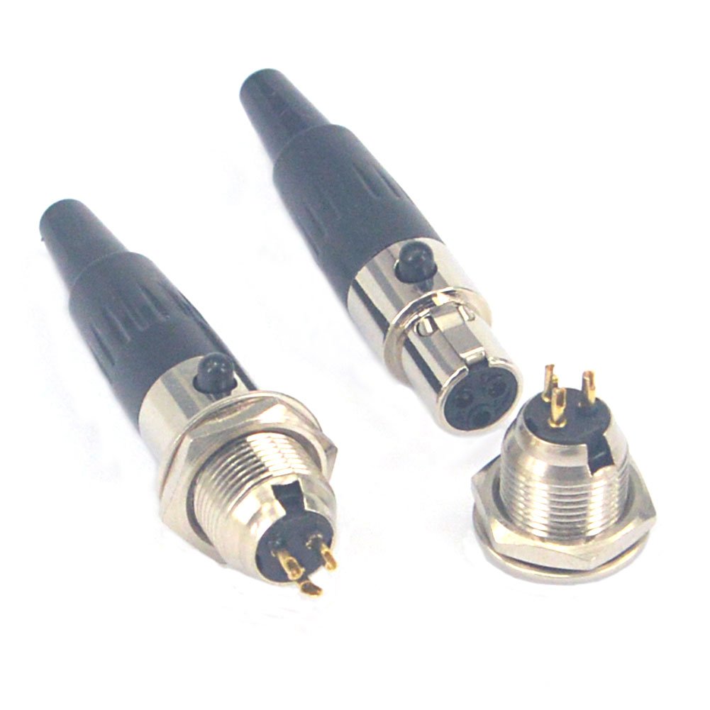  [AUSTRALIA] - onelinkmore DIY 3 Pin Mini XLR Connector TA3F Audio Microphone Adapters with Plug Chassis Mount Mini XLR Jack 3 Pin for Pro Microphones 2 Sets