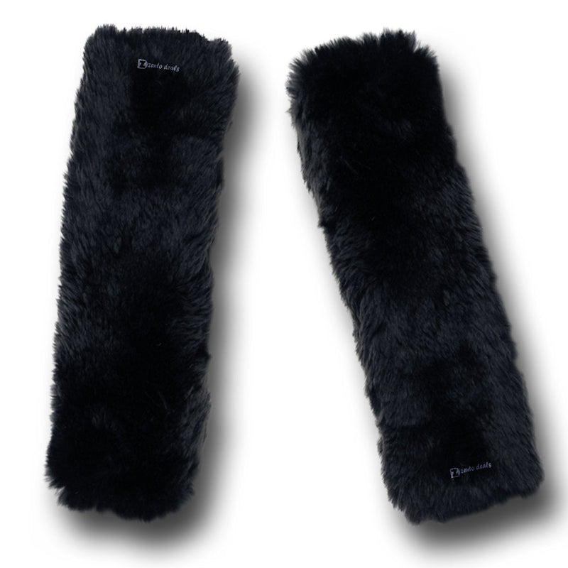  [AUSTRALIA] - Zento Deals Soft Faux Sheepskin Seat Belt Shoulder Pad- Two Packs- A Must Have for All Car Owners for a More Comfortable Driving (Black)