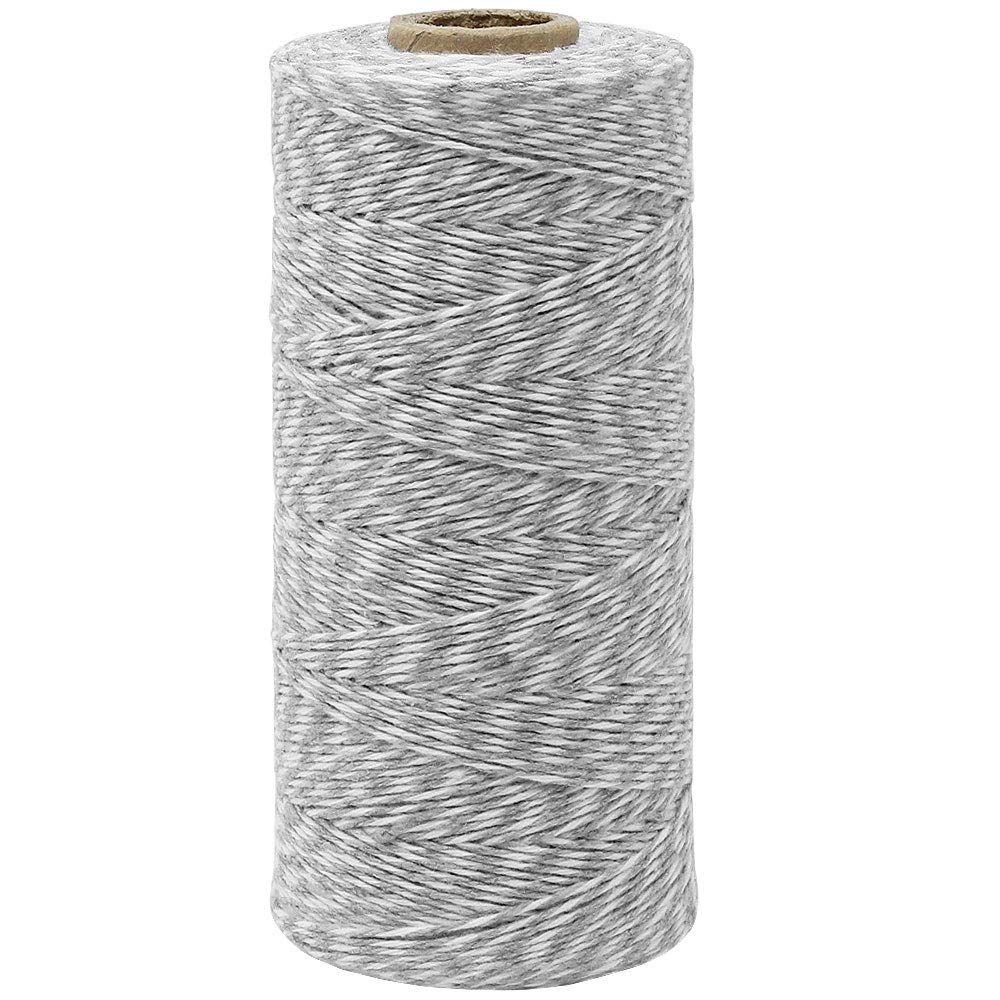  [AUSTRALIA] - Just Artifacts ECO Bakers Twine 240-Yards 4Ply Striped Grey - Decorative Bakers Twine for DIY Crafts and Gift Wrapping
