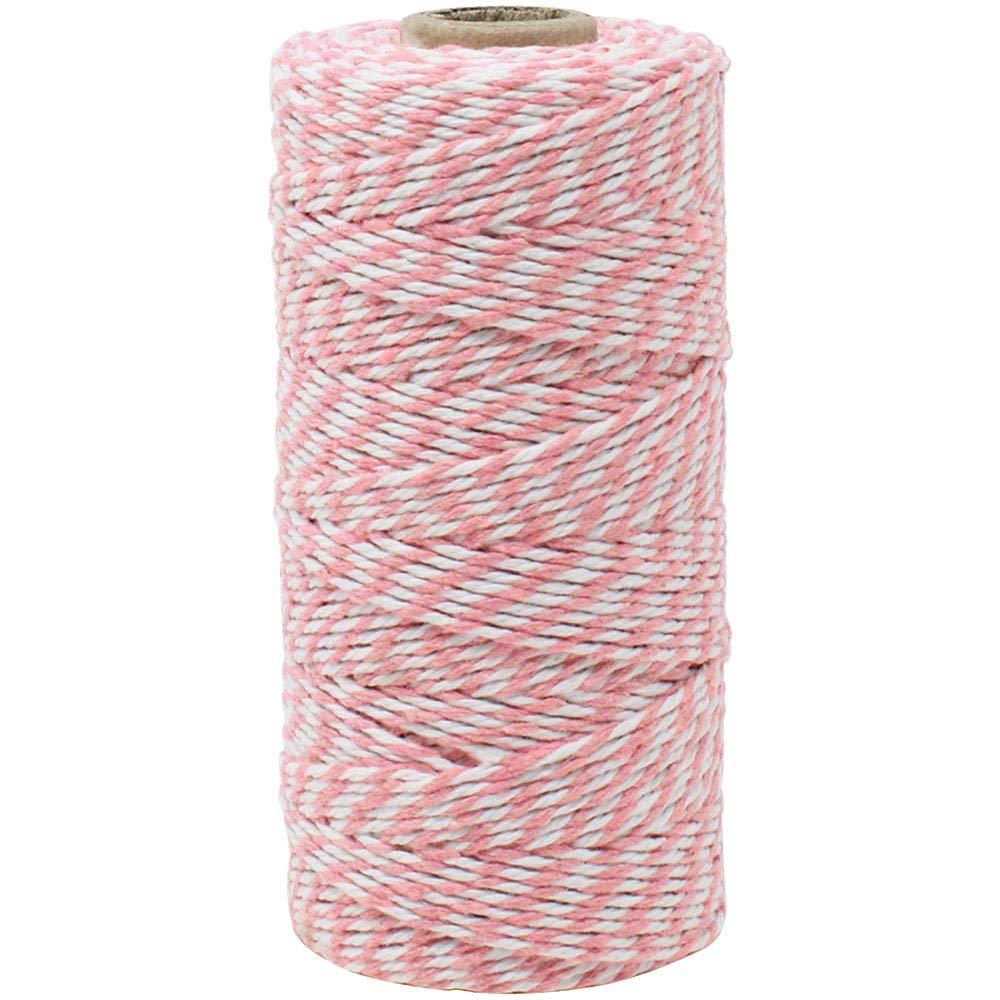  [AUSTRALIA] - Just Artifacts ECO Bakers Twine 110-Yards 12Ply Striped Light Pink - Decorative Bakers Twine for DIY Crafts and Gift Wrapping