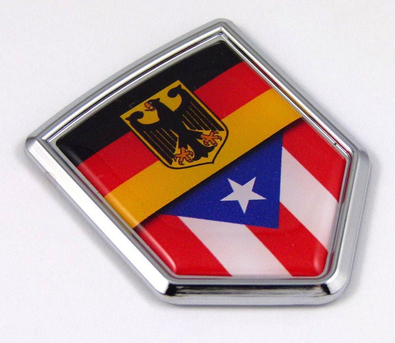 Germany Puerto Rico German Rican Flag Car Chrome Emblem Decal 3D Sticker - LeoForward Australia