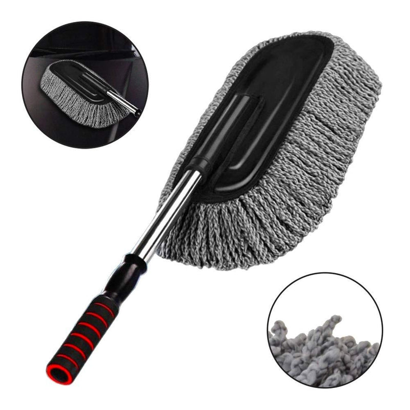  [AUSTRALIA] - Microfiber Car Duster Exterior Interior Cleaner Cleaning Kit size 15.7 inch with Long Retractable Handle to Trap Dust and Pollen for Car Bike RV Boats or Home use - Grey 1 Pc