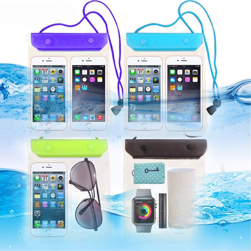  [AUSTRALIA] - FECEDY 4 Packs Universal Waterproof Case Big Phone Dry Bag Pouch Tablet case for 2pcs iPhone 13 12 11 Pro Xs/XR/X/Max 10 9 8 7 6S Plus Samsung Galaxy S10 S10e S9 S8 +/Note 9 8, Pixel 3 2 XL