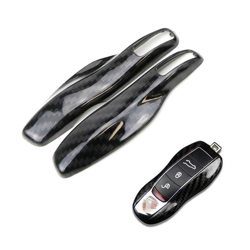  [AUSTRALIA] - iJDMTOY Gloss Metallic Carbon Fiber Pattern Key Fob Shell Compatible With Porsche Cayenne Panamera Macan 911 etc, Exact Fit Smart Remote Case