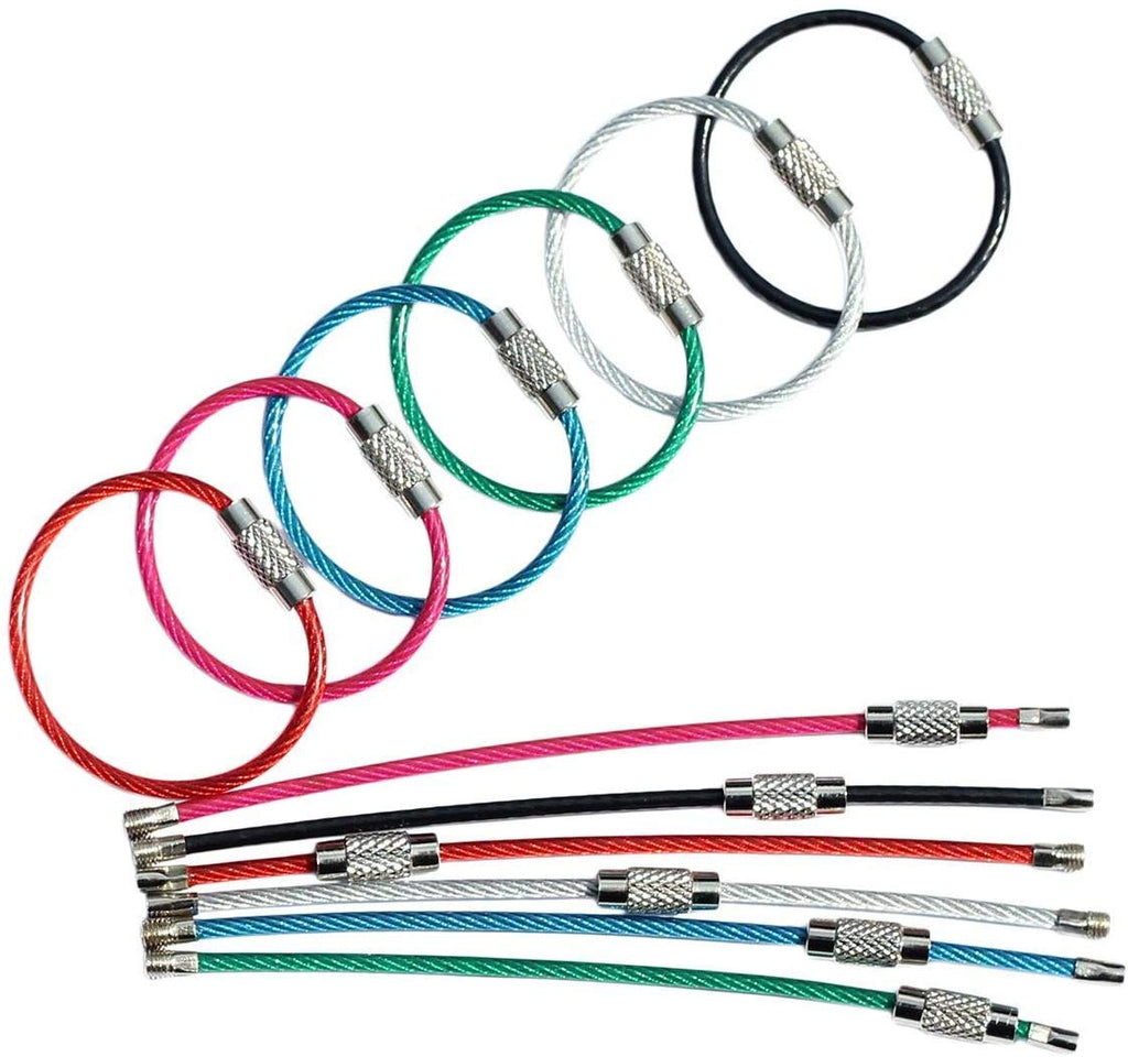  [AUSTRALIA] - bayite Key Rings Stainless Steel Wire Keychains Cable Heavy Duty Luggage Tags Loops Tag Keepers 2mm Twist Barrel Pack of 12 (Cable length: 4 inches) Cable length: 4 inches